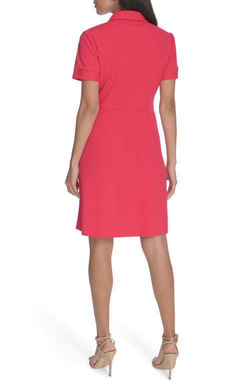 Calvin Klein Short Sleeve Shirtdress In Lipstick