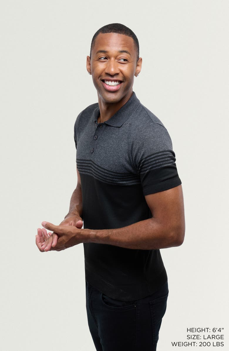 Spring + Mercer Golf Polo Sweater, Alternate, color, Charcoal/ Black