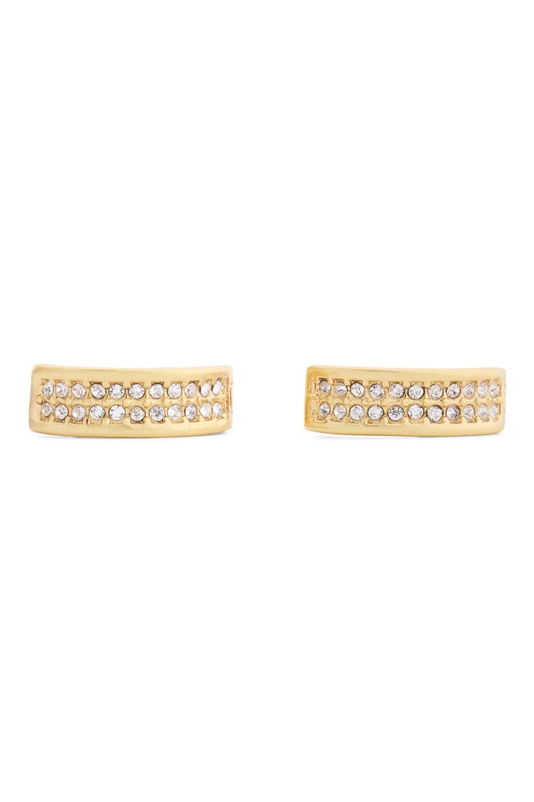 Pavé Huggie Hoop Earrings, Alternate, color, CRYSTAL