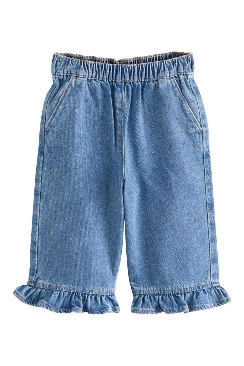 Kids' Wide Leg Frill Hem Jeans, Main, color, BLUE