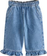 NEXT Kids' Wide Leg Frill Hem Jeans
