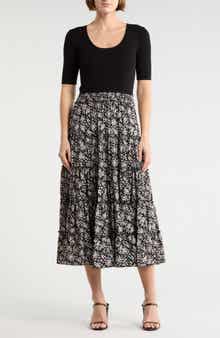 T Tahari Mixed Media Midi Dress