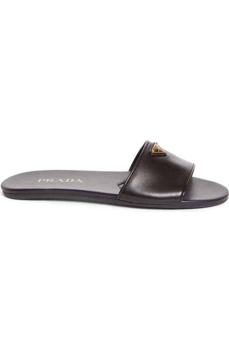 Prada Logo Slide Sandal, Alternate, color, Black