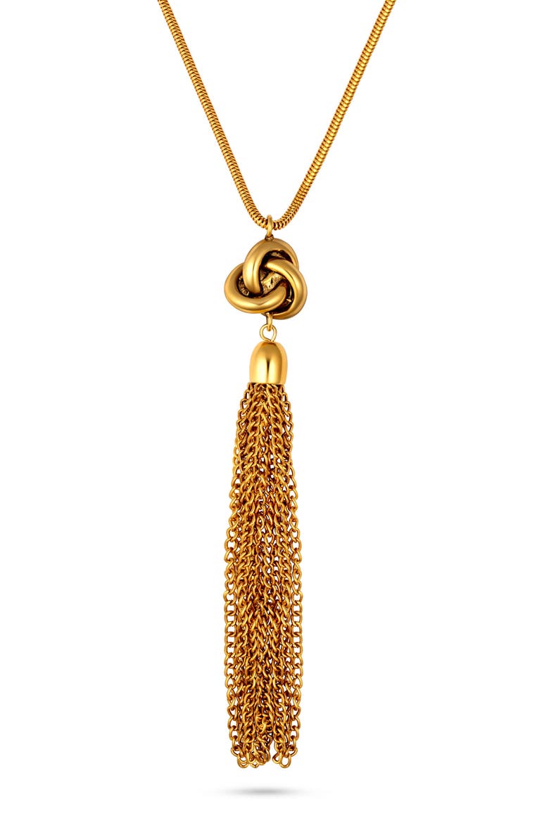 Tassel Knot Pendant Necklace, Main, color, 14K GOLD