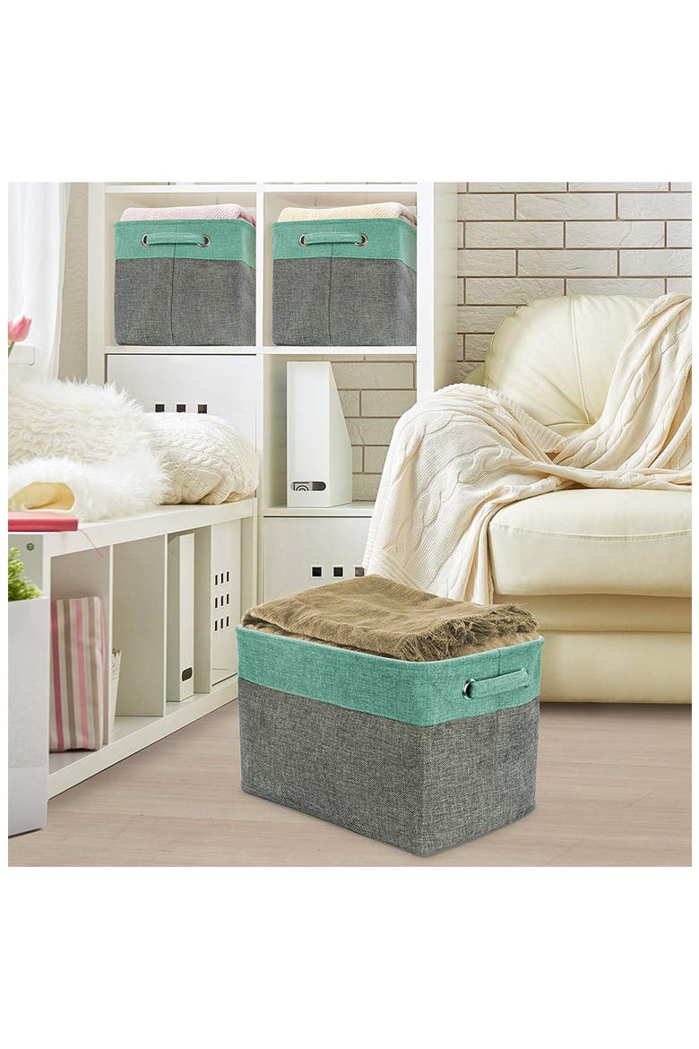 Teal Twill Storage Basket - Set of 3, Alternate, color, TEAL