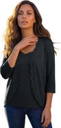 Roaman's Scalloped Cardigan And Tank Set