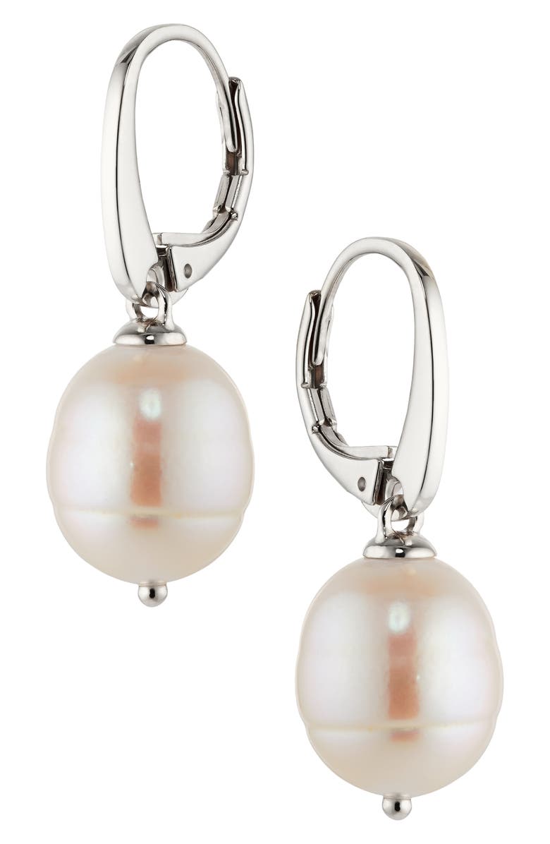 Nadri Freshwater Pearl Drop Earrings, Main, color, Rhodium