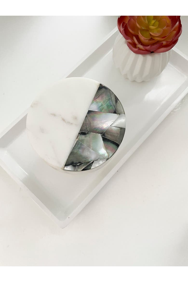 Grey Mother of Pearl Lavender Candle, Main, color, White