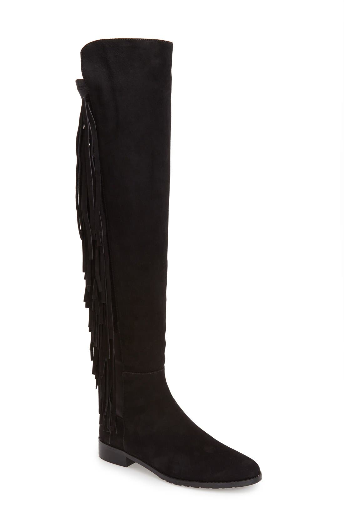 'Mane' Over the Knee Stretch Boot, Main, color, BLACK SUEDE