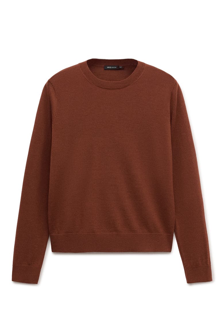 Crewneck Wool Sweater, Alternate, color, RUSSET
