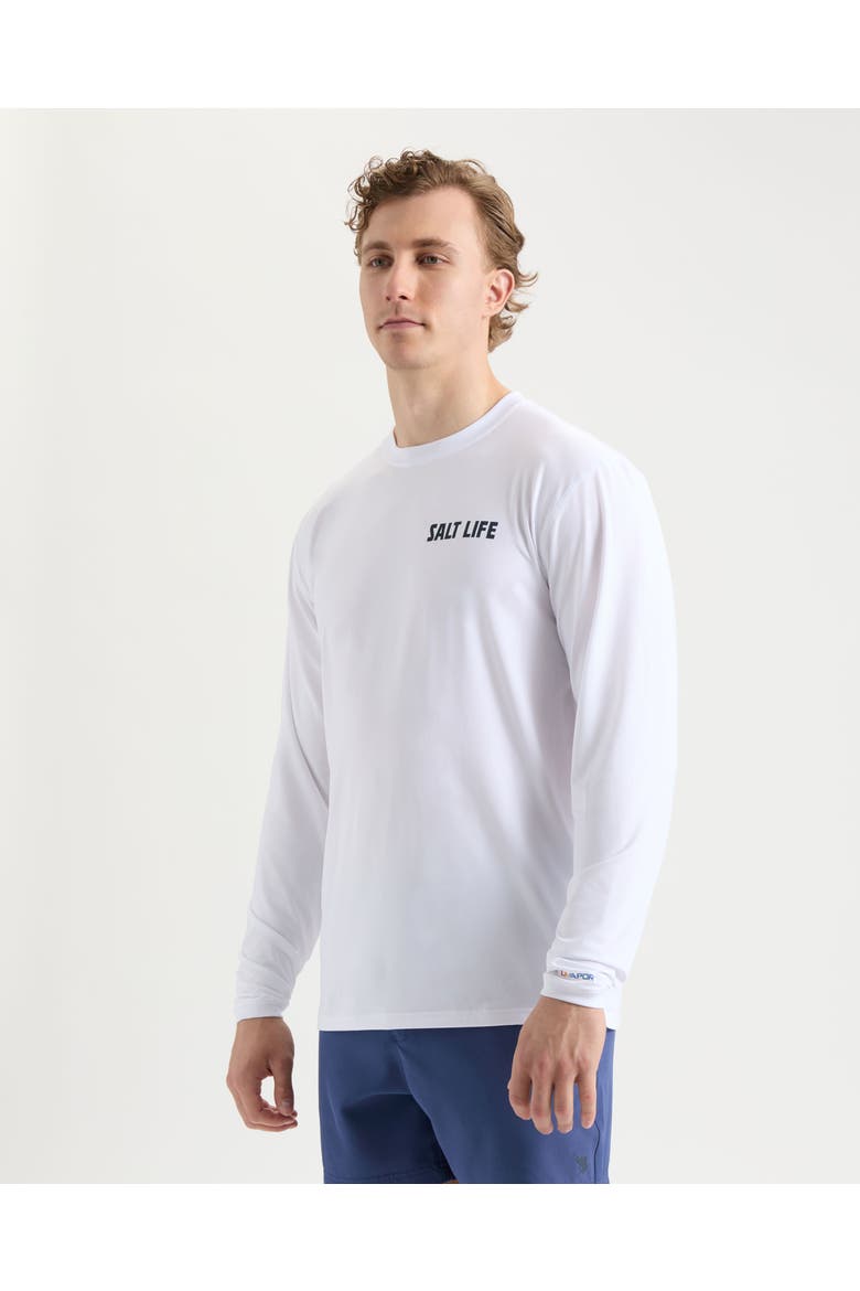 Live Above or Below Long Sleeve Performance Tee, Alternate, color, White