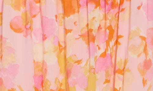 Lush Shirred Halter Midi Dress In Peach Orange