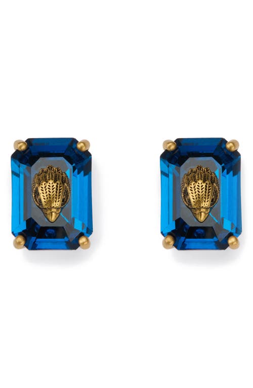 Kurt Geiger London Emerald Cut Crystal Stud Earrings In Blue