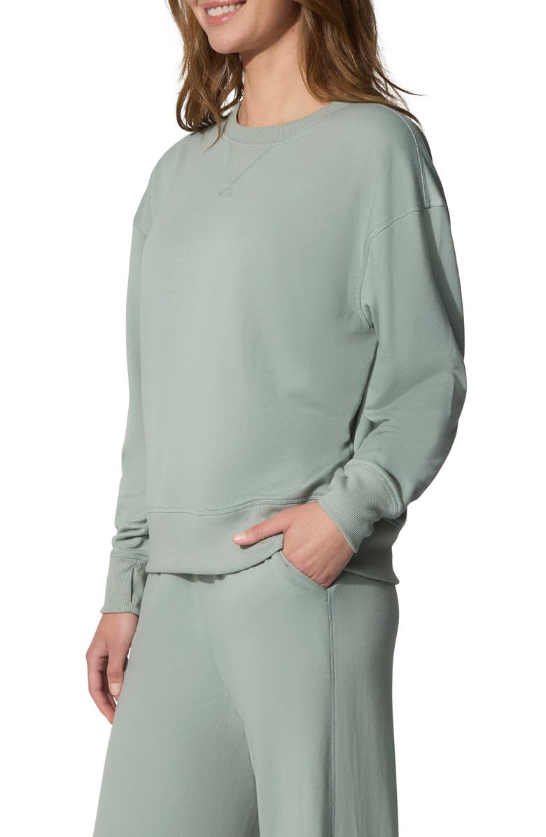 YOGALICIOUS All Day Long Brushed Terry Sweatshirt & Leggings Set, Alternate, color, Green Milieu