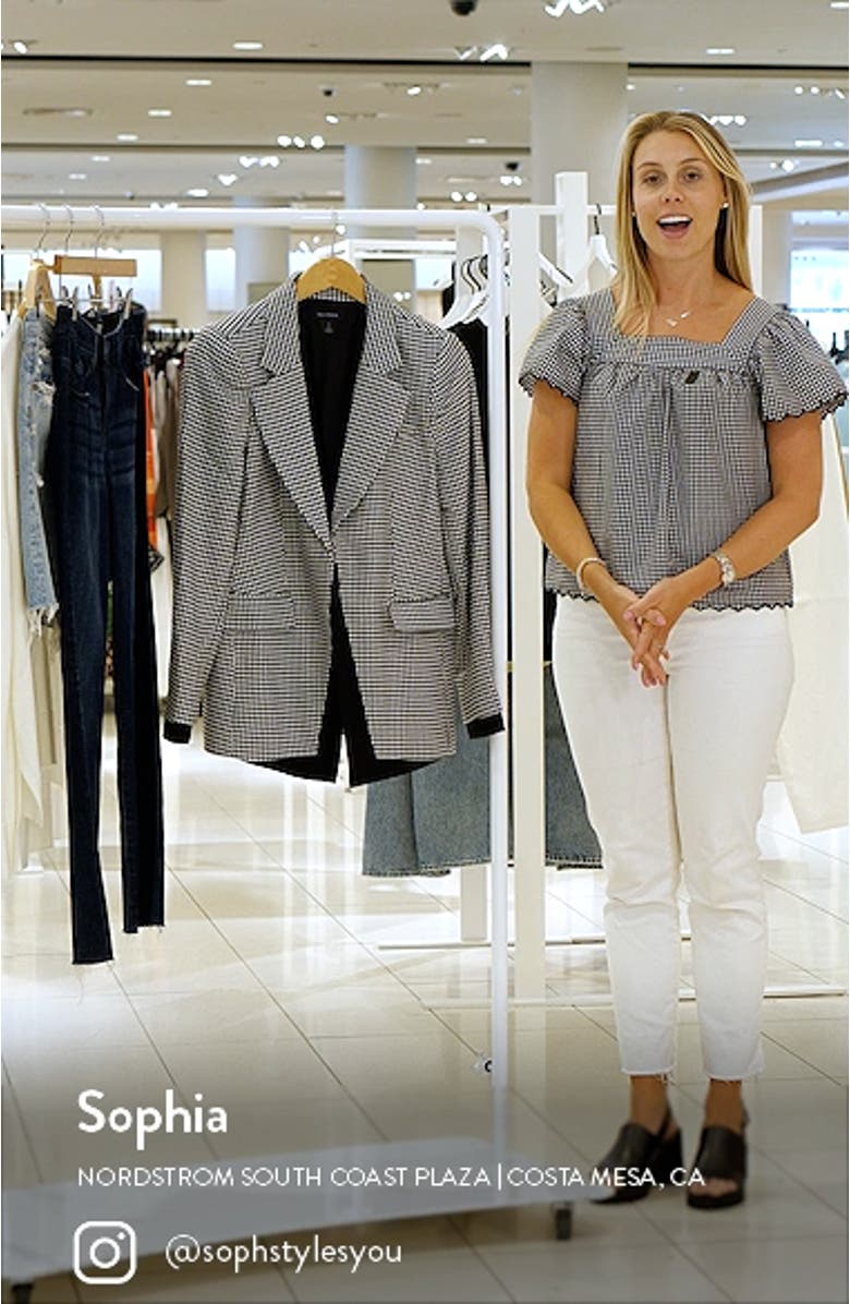 Houndstooth Check Contrast Detail Blazer, sales video thumbnail