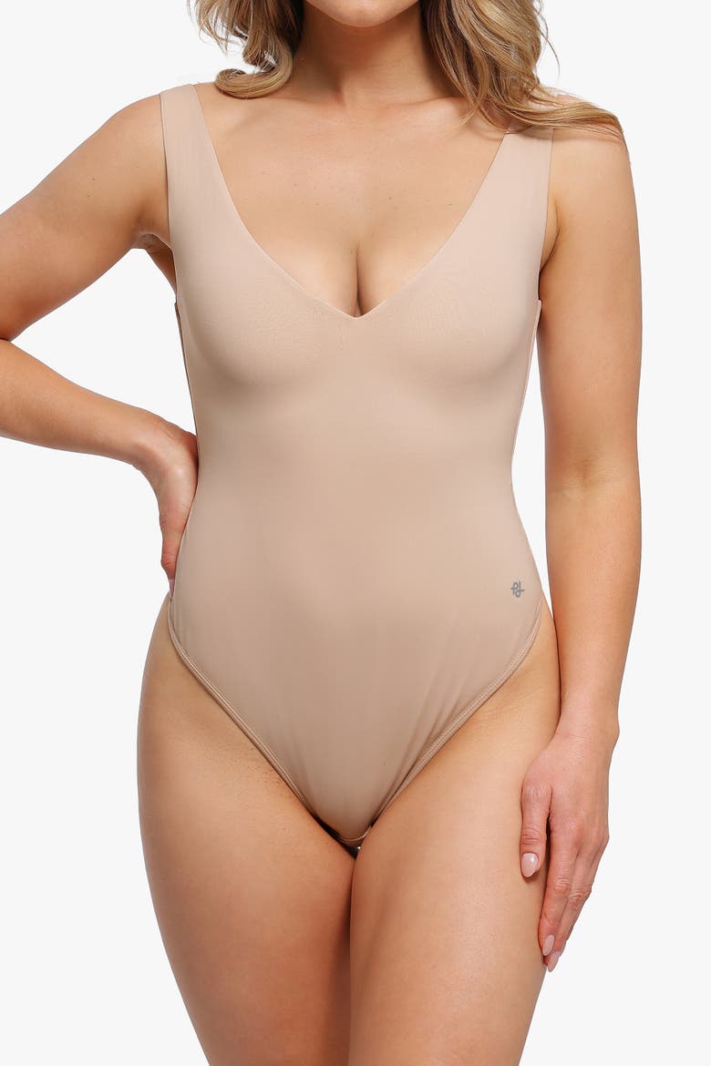 Elastic Cloud-Touch All-in-One Shaping Bodysuit, Alternate, color, Beige Overflow