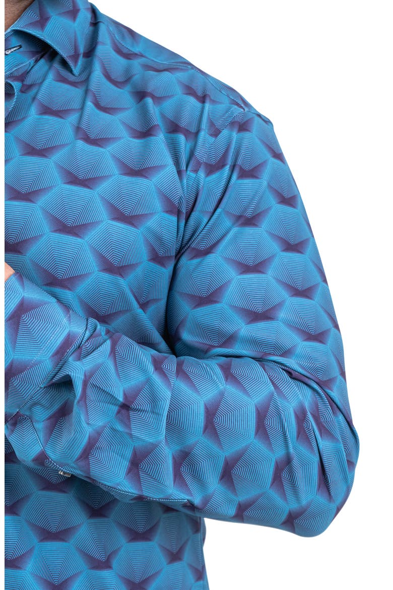 Einstein Stretch Horizon Button-Up Shirt, Alternate, color, BLUE