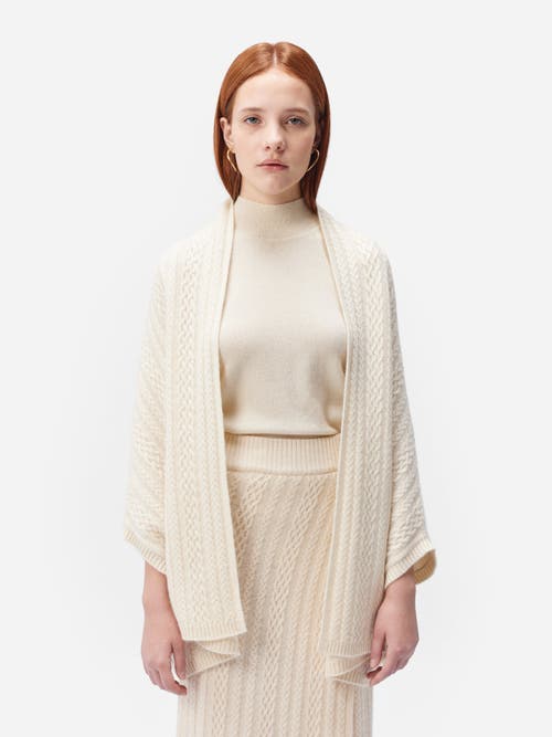 Gobi Mongolian Cashmere Cable-knit Cashmere Poncho In Marshmallow