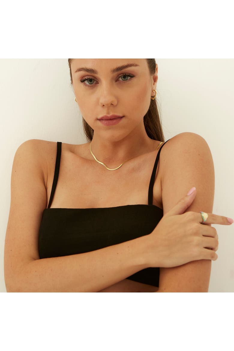 Bold Herringbone Sterling Silver Flat Snake Chain Necklace, Alternate, color, Gold