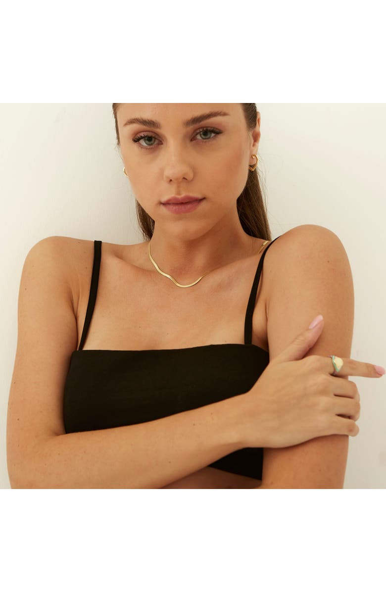 Spero London Bold Herringbone Sterling Silver Flat Snake Chain Necklace, Alternate, color, Gold