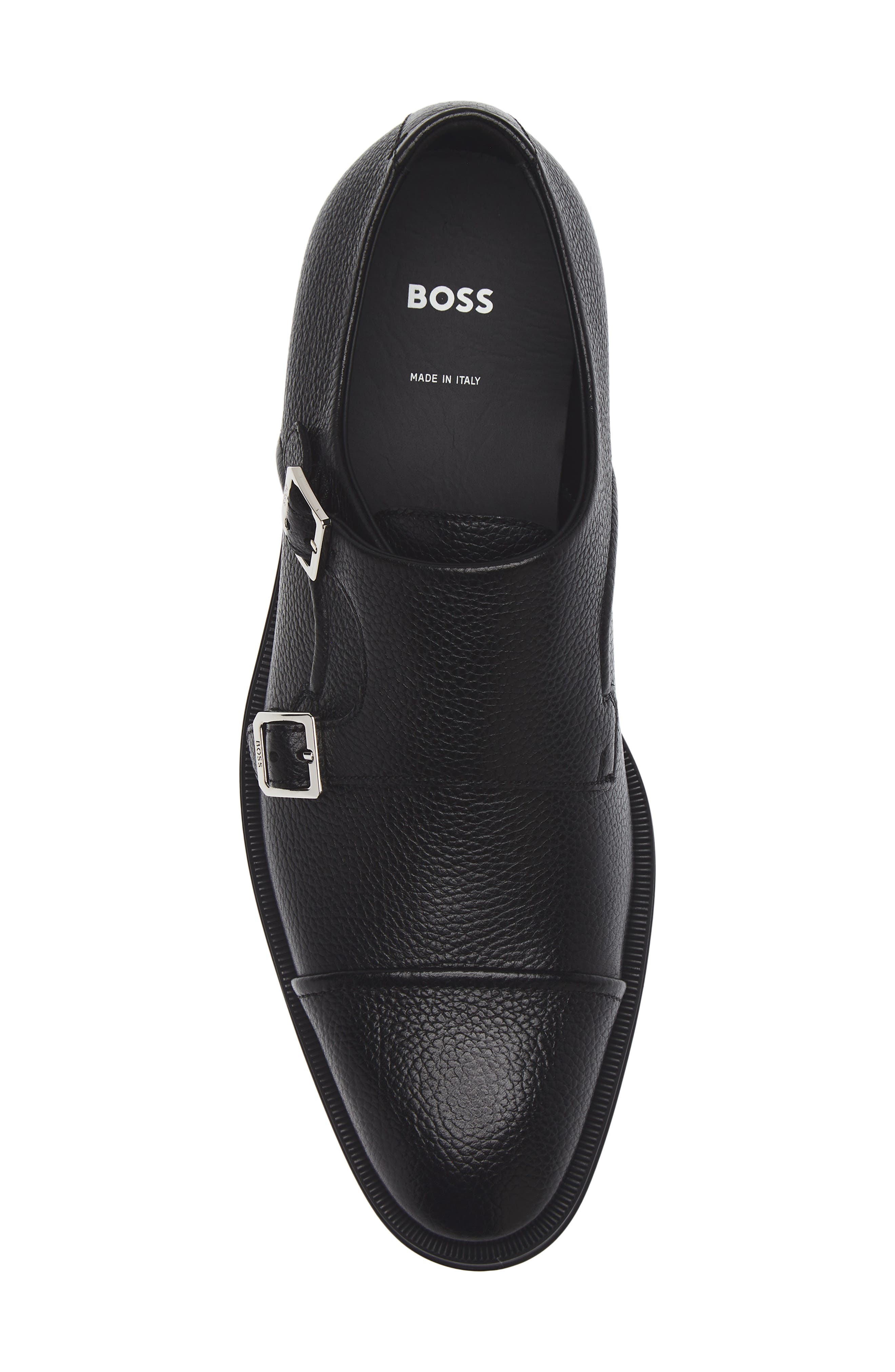 BOSS Derrek Cap Toe Two Buckle Monk Shoe, Alternate, color, Black