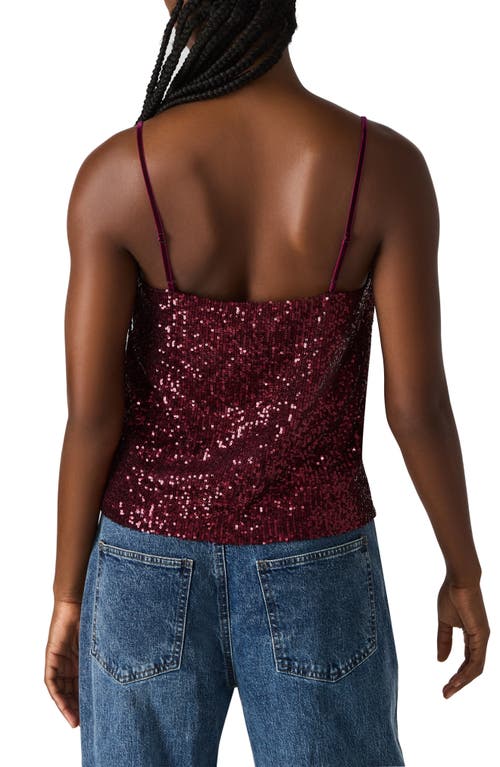 Steve Madden Stretch Sequin Camisole In Burgundy