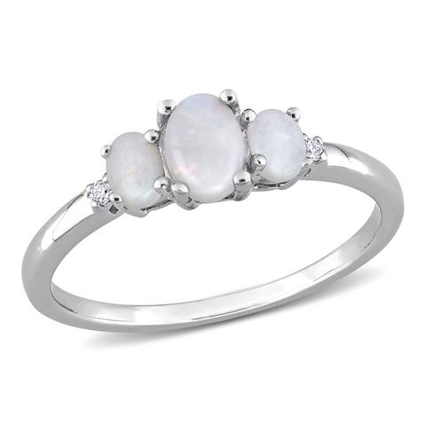 Opal & Diamond 3-Stone Ring