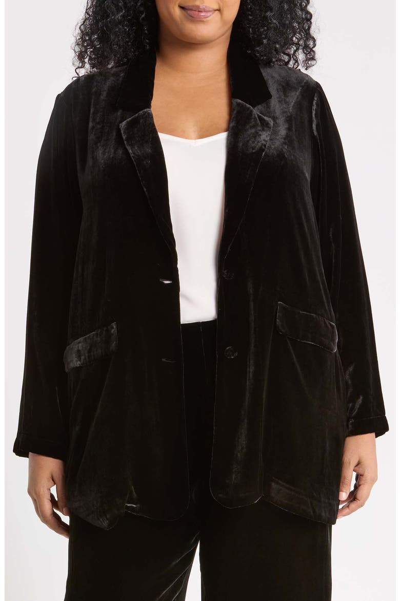 Velvet Long Blazer, Main, color, BLACK