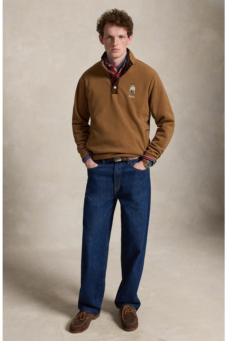 Polo Bear Fleece Quarter Zip Pullover, Alternate, color, BROWN