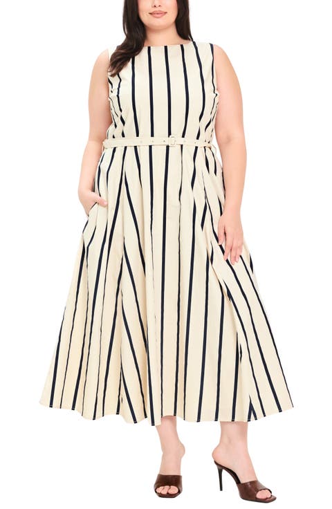 Striped Cotton Midi Dress