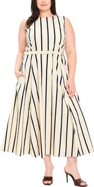 FREEMARKET Striped Cotton Midi Dress