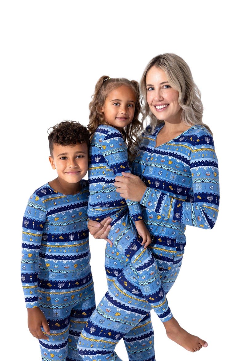 Kids' Hanukkah Fair Isle Set of 2 Piece Pajamas, Alternate, color, Hanukkah Fair Isle