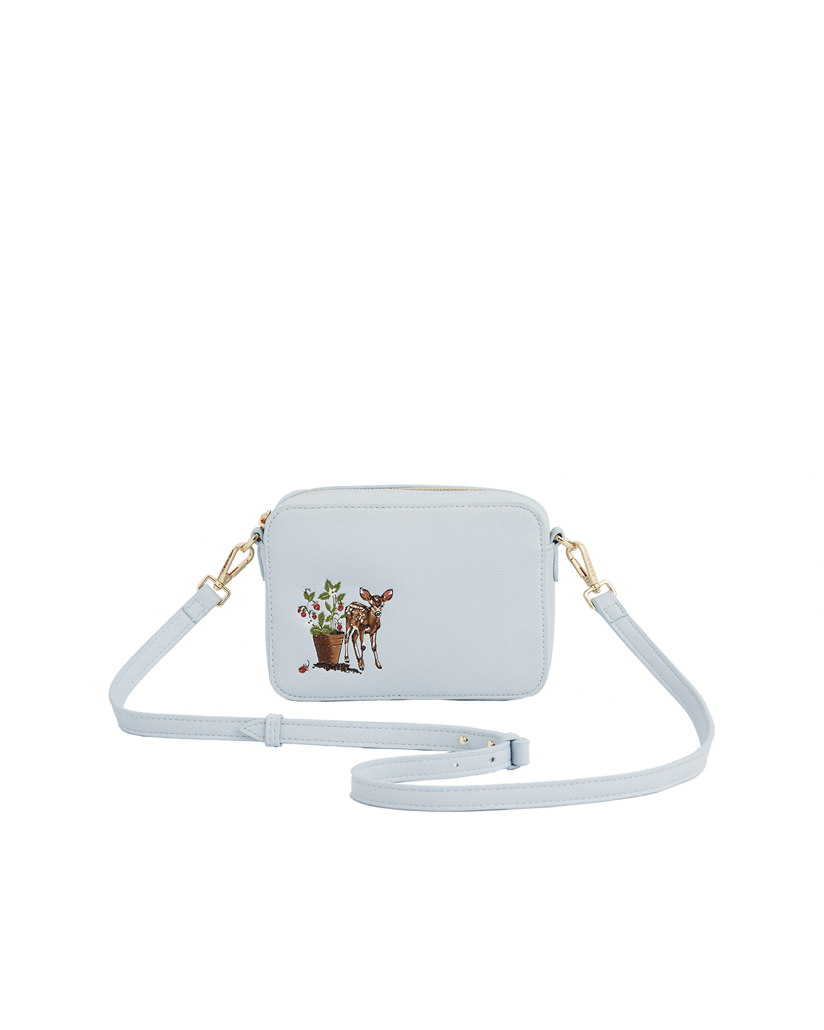 Fable England Charlotte Strawberry & Fawn Embroidered Camera Bag, Main, color, Light/Pastel Blue