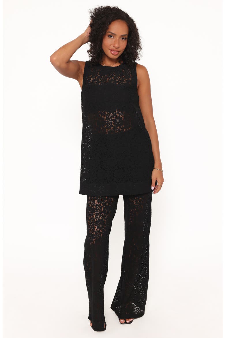 Sammy Lace Tank & Wide Leg Pants Set, Alternate, color, BLACK