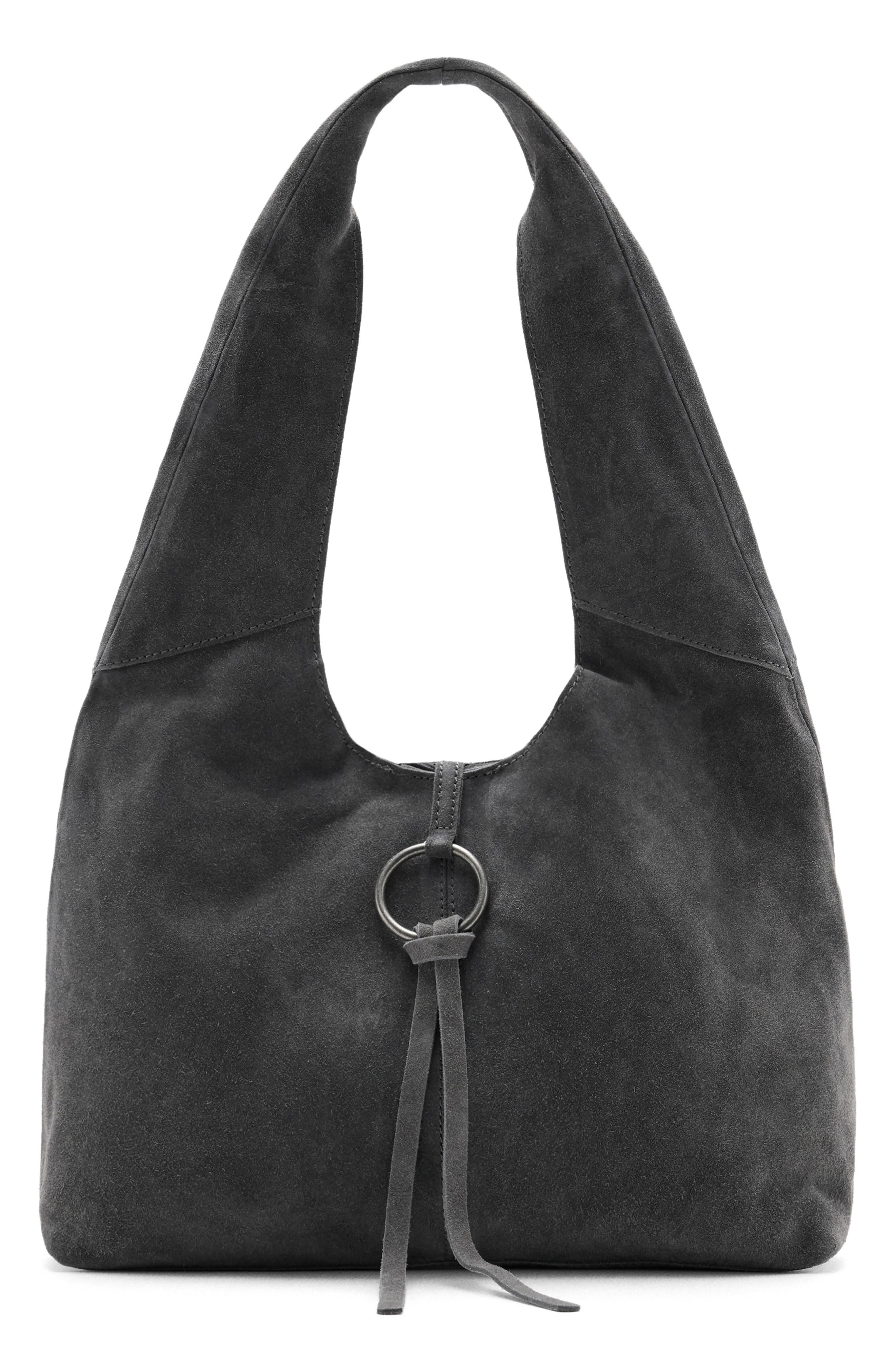 Suede Shoulder Bag, Main, color, GREY