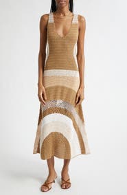 Ramy Brook Cadence Colorblock Crochet Midi Dress