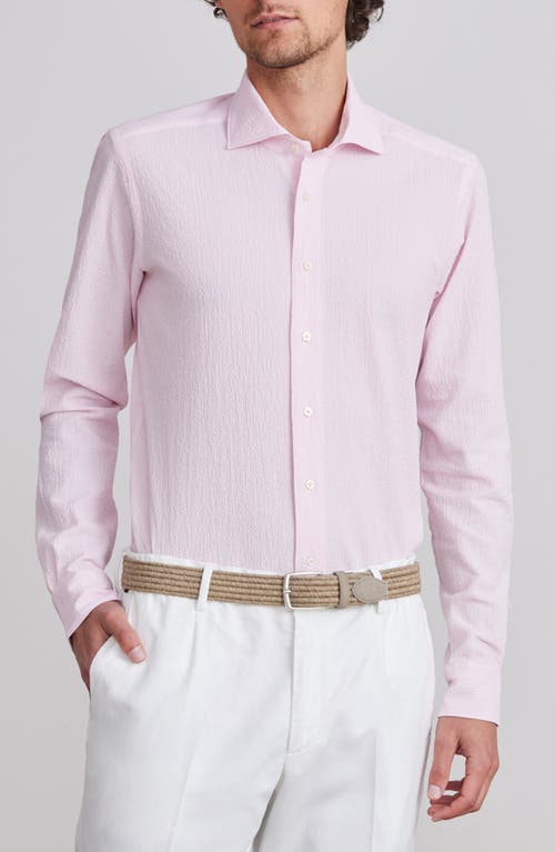 Emanuel Berg Textured Sartorial Stripe Stretch Cotton Dress Shirt
