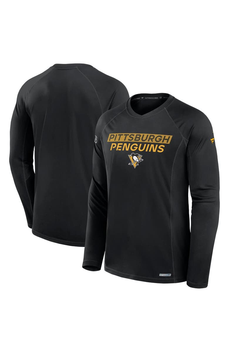 FANATICS Men's Fanatics Black Pittsburgh Penguins Authentic Pro Rink Tech Raglan Long Sleeve T-Shirt, Alternate, color, 