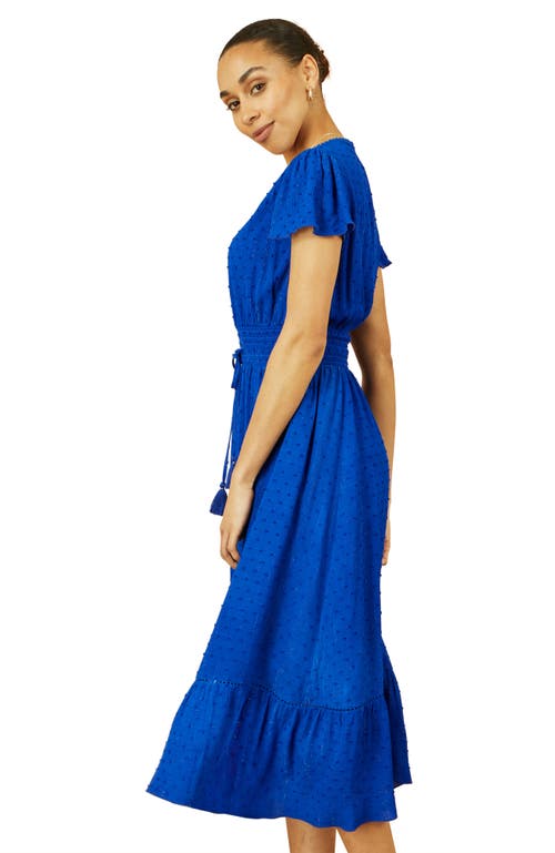 Yumi Button Detail Midi Dress In Blue