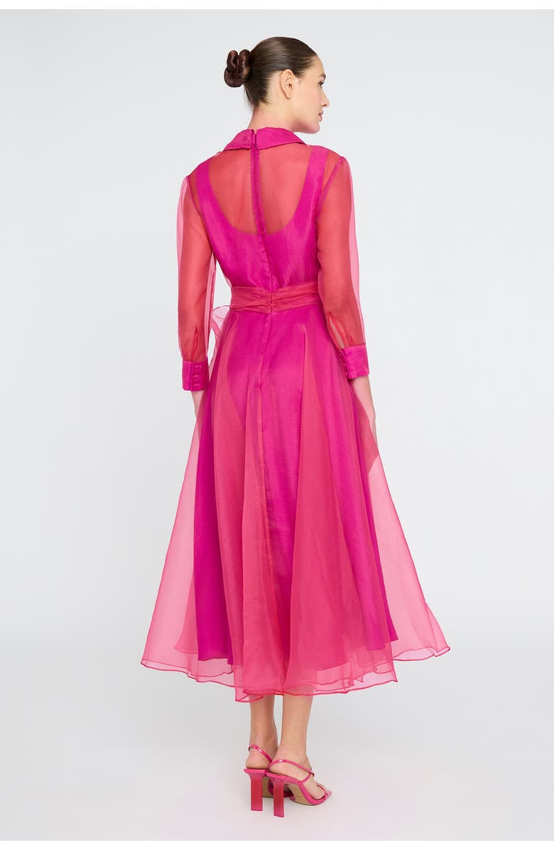 Theia Starlette Organza Shirt Dress, Alternate, color, Sunset Fuscia