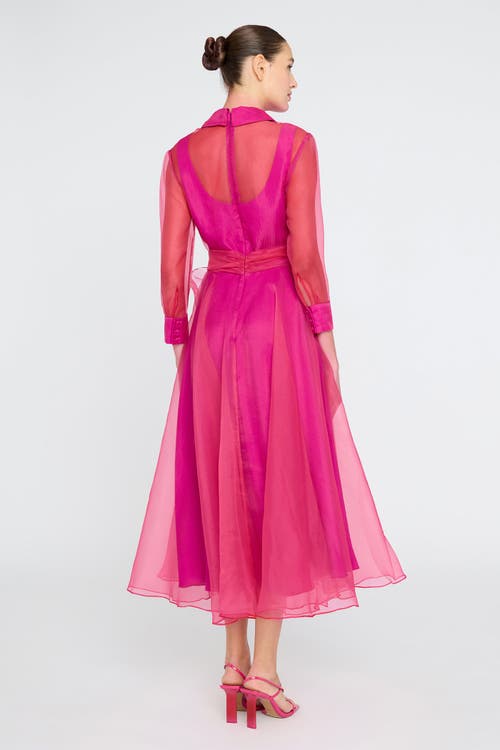Theia Starlette Organza Shirt Dress In Pink