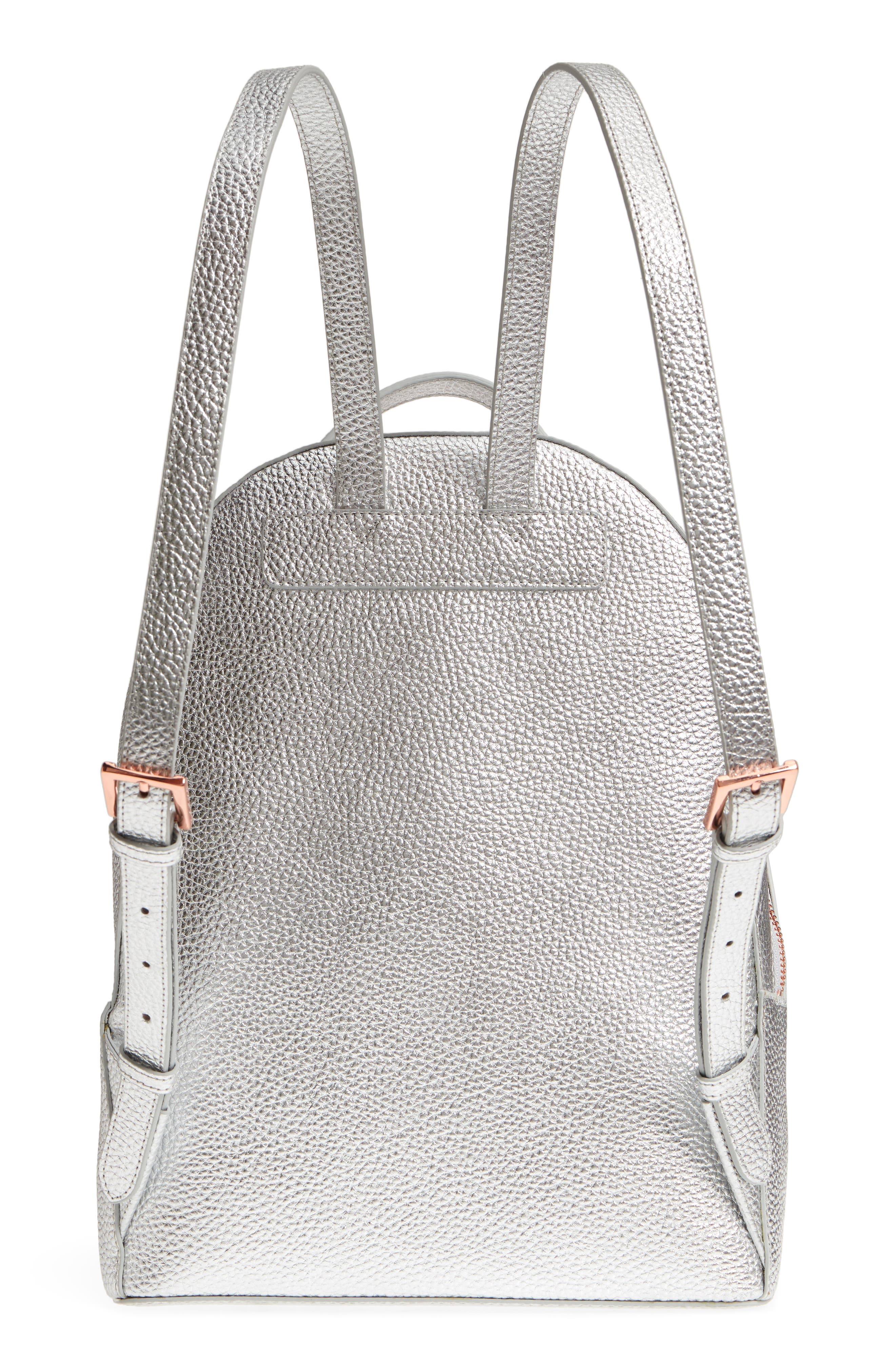 Leather Backpack, Alternate, color, SILVER