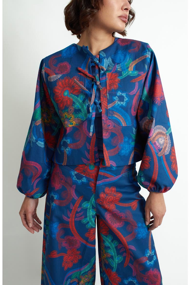 Coco Jacket, Alternate, color, Blue embroidery vine