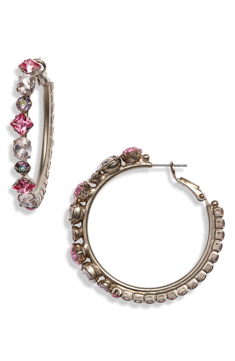 Sorrelli Crystal Hoop Earrings, Main, color, 