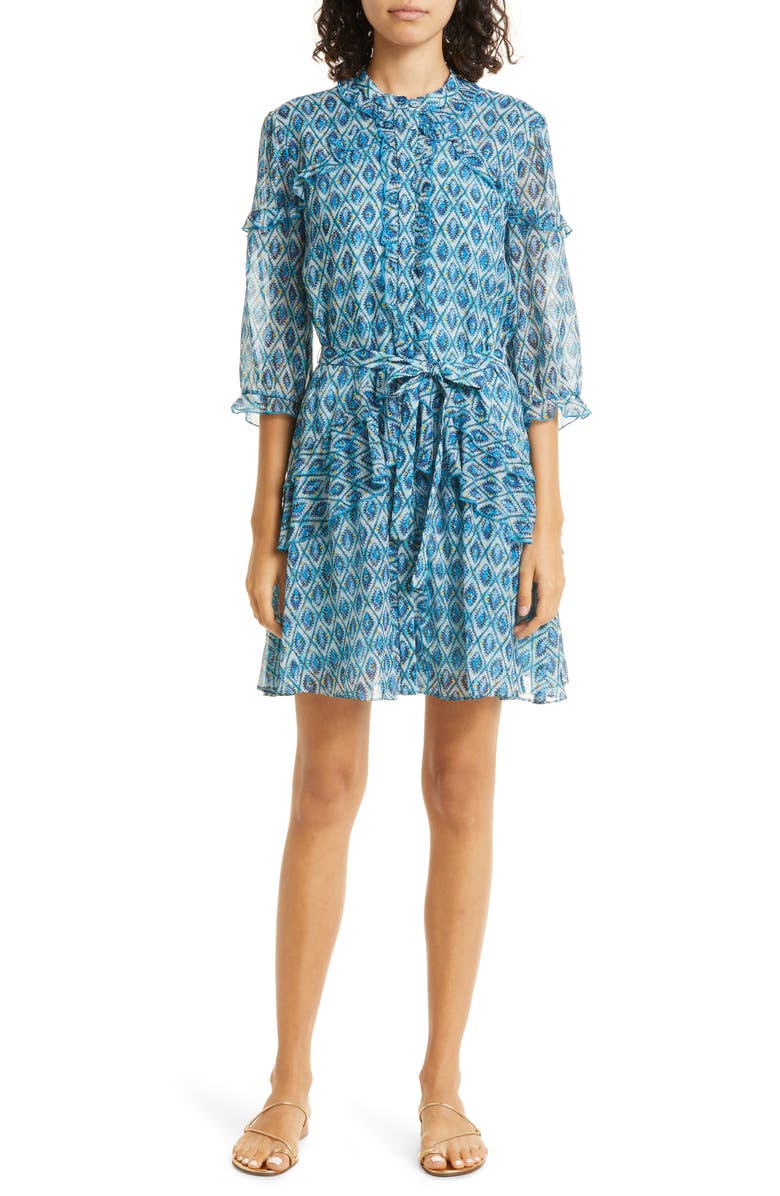 SALONI Tilly Ruffle Silk Dress, Main, color, 