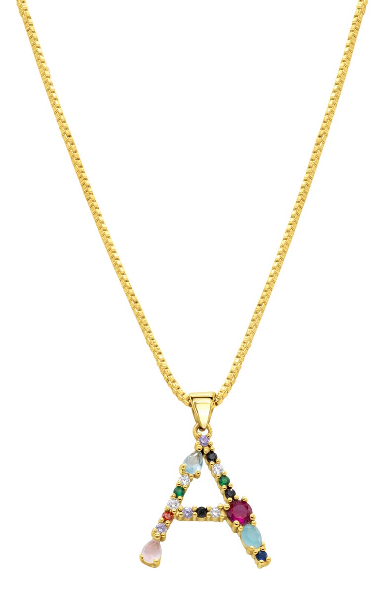 Adornia CZ Initial Pendant Necklace, Main, color, Gold-A