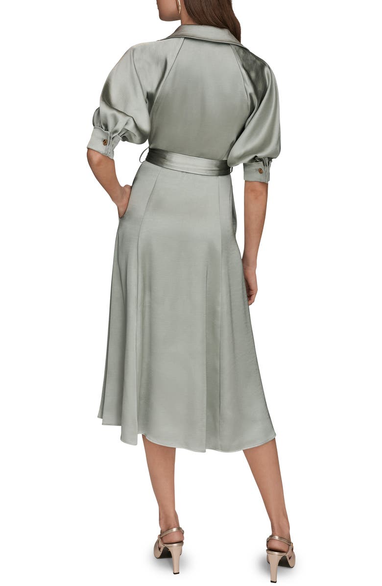 Donna Karan New York Short Sleeve Satin Shirtdress, Alternate, color, Weathered Sage