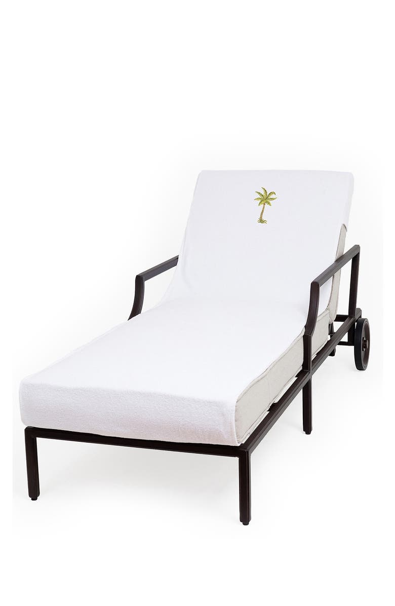 Linum Home Textiles 100% Turkish Cotton Palm Tree Embroidered Standard Size Chaise Lounge Cover - White, Alternate, color, White