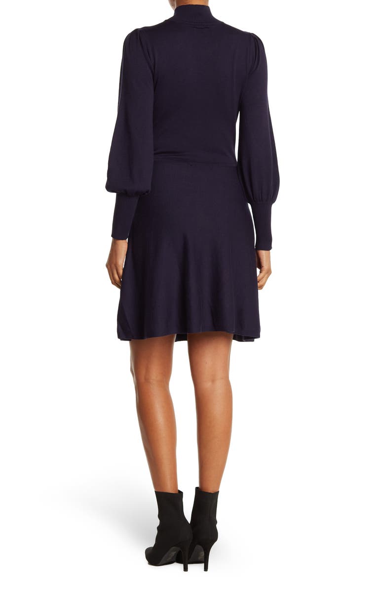 Vince Camuto Mock Neck Fit & Flare Sweater Dress, Alternate, color,
