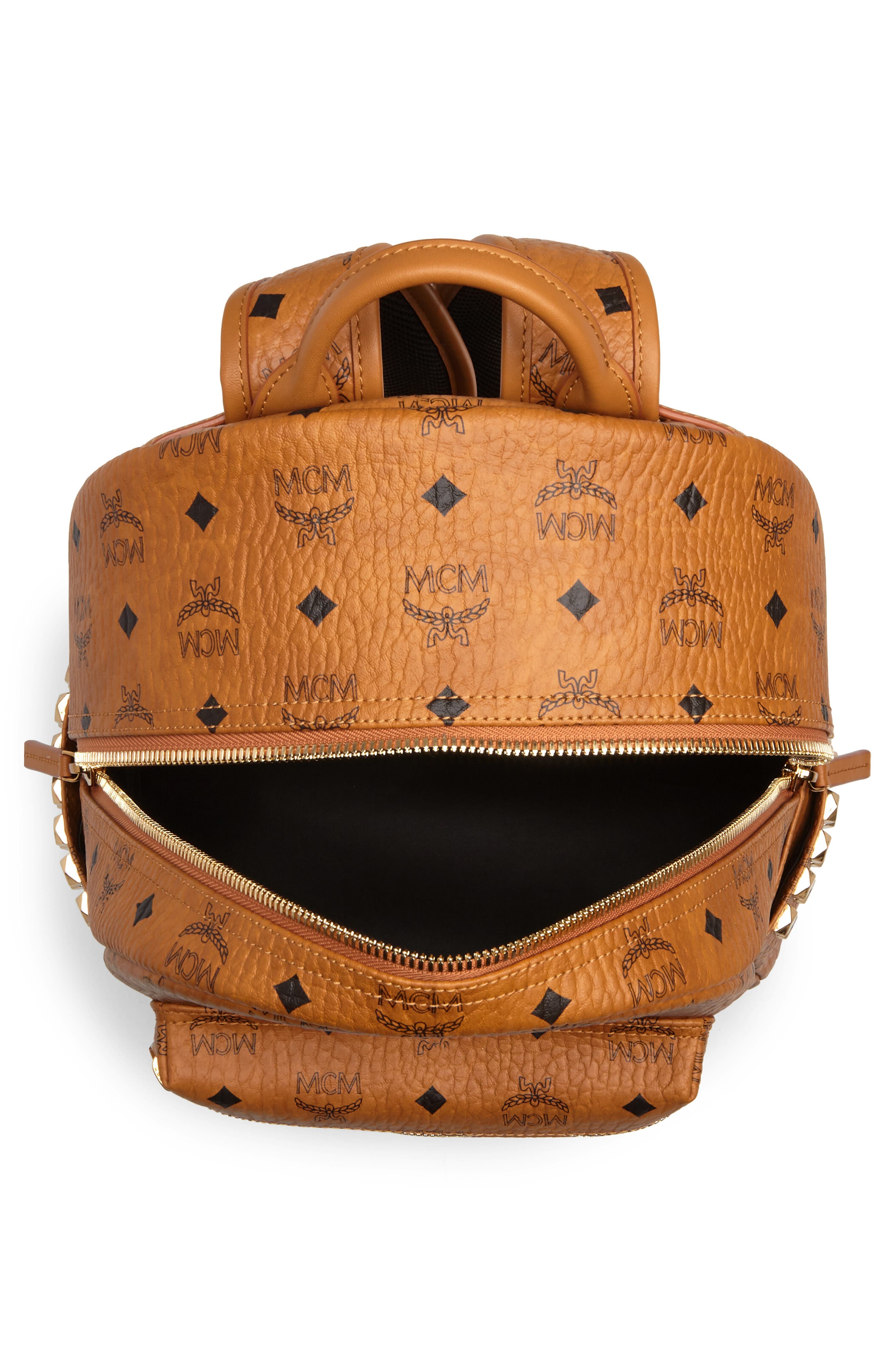 Medium Stark Side Stud Coated Canvas Backpack, Alternate, color, COGNAC
